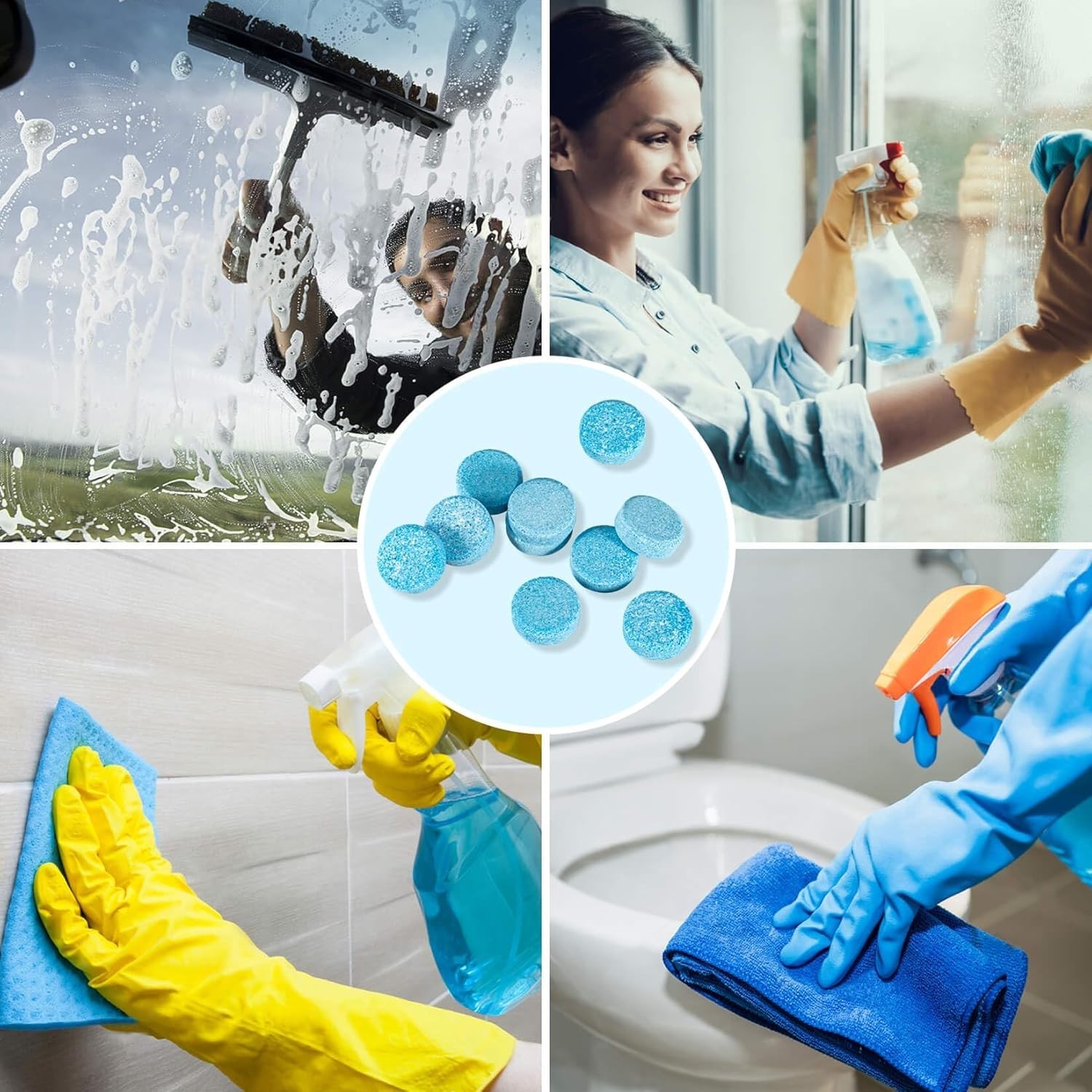 Car Windshield Washer Tablets - 100 PCS Washer Fluid Tablets Glass Cleaner Conce