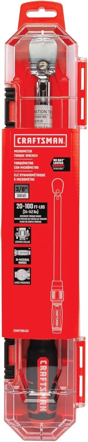 CRAFTSMAN Torque Wrench 3/8" Drive Mechanical Micrometer ASME Case
