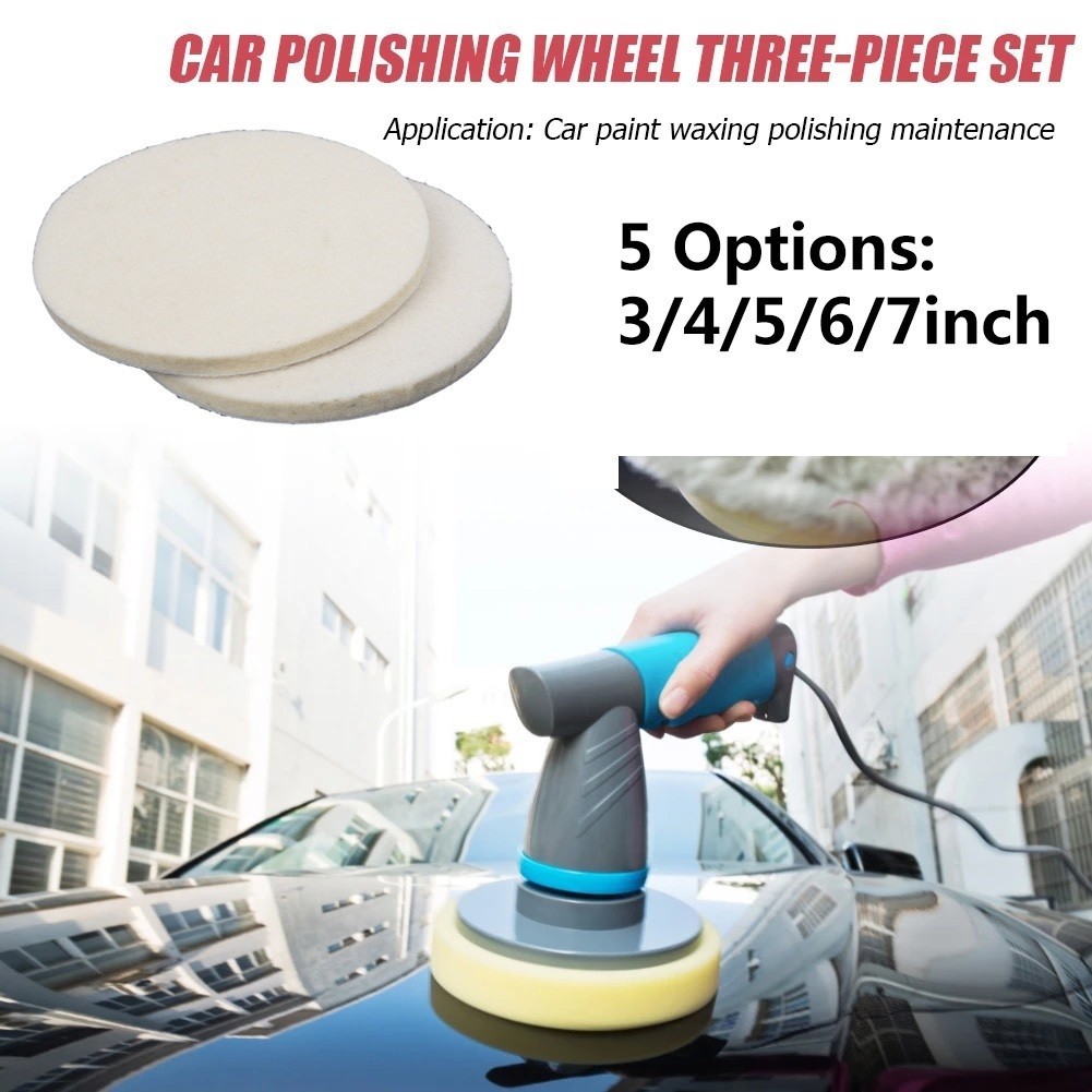2x Wool Felt Polishing Pad Wheel For Glass Stainless Steel Tableware 3/4/5/6