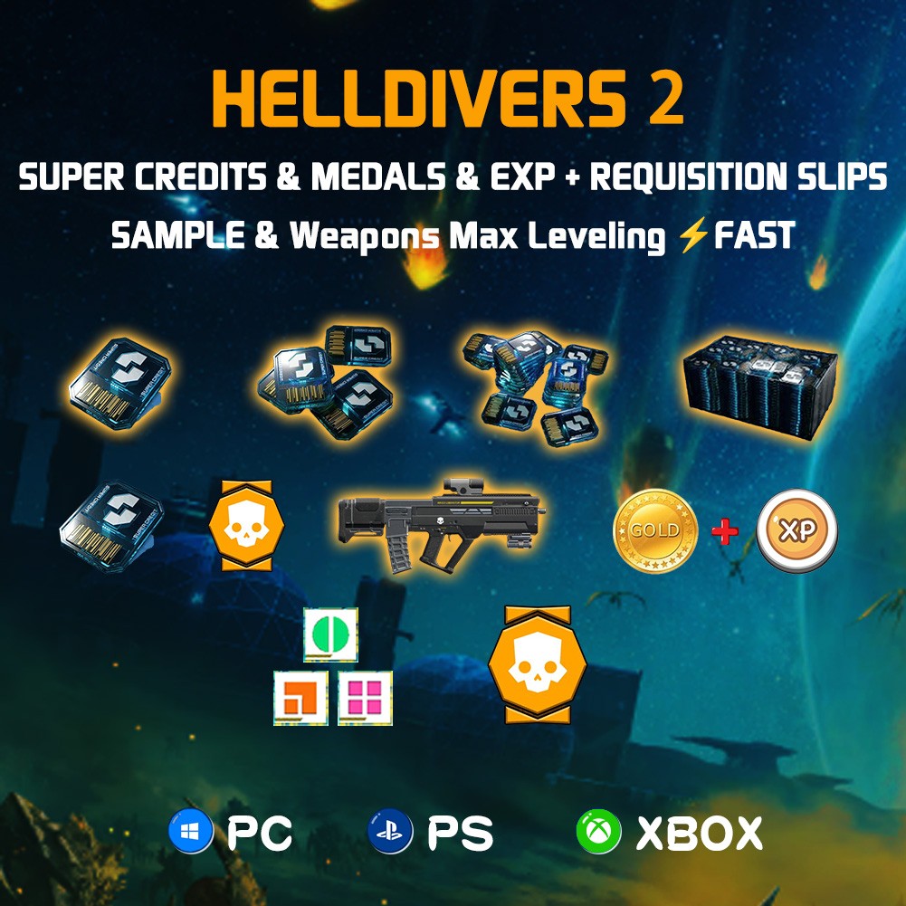 HELL-DIVERS 2 - Farm Fast |SuperCredits💎|Medals🥇|Samples🟩🟧🟪 | XP |No Login❗