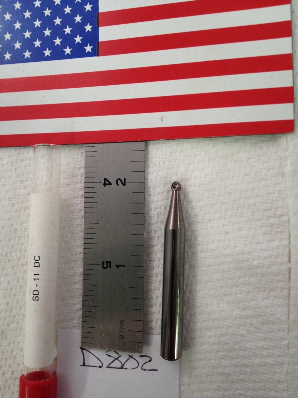 1 NEW FALCON / SGS 1/4" SHANK CARBIDE BURR SD-11 BALL DOUBLE CUT 1/8" LOC (D802)