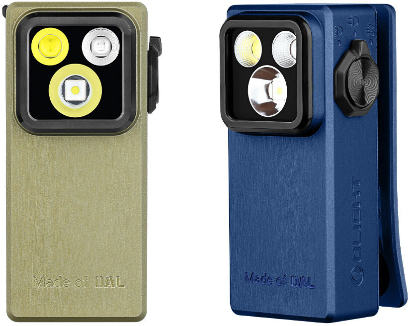 Olight Oclip Ultra Clip-On Light w/Flood, Spot, UV Modes, Nave Blue & Olive Gree