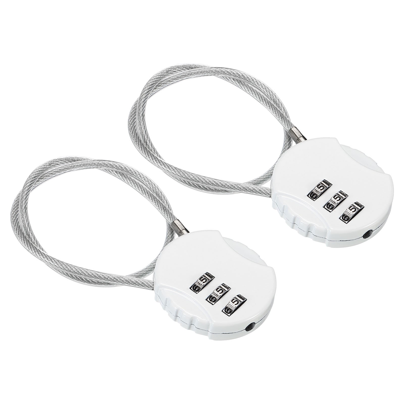 2 x Small Combination Lock 11.8 Inch 3 Digit Padlock for Gym Locker White