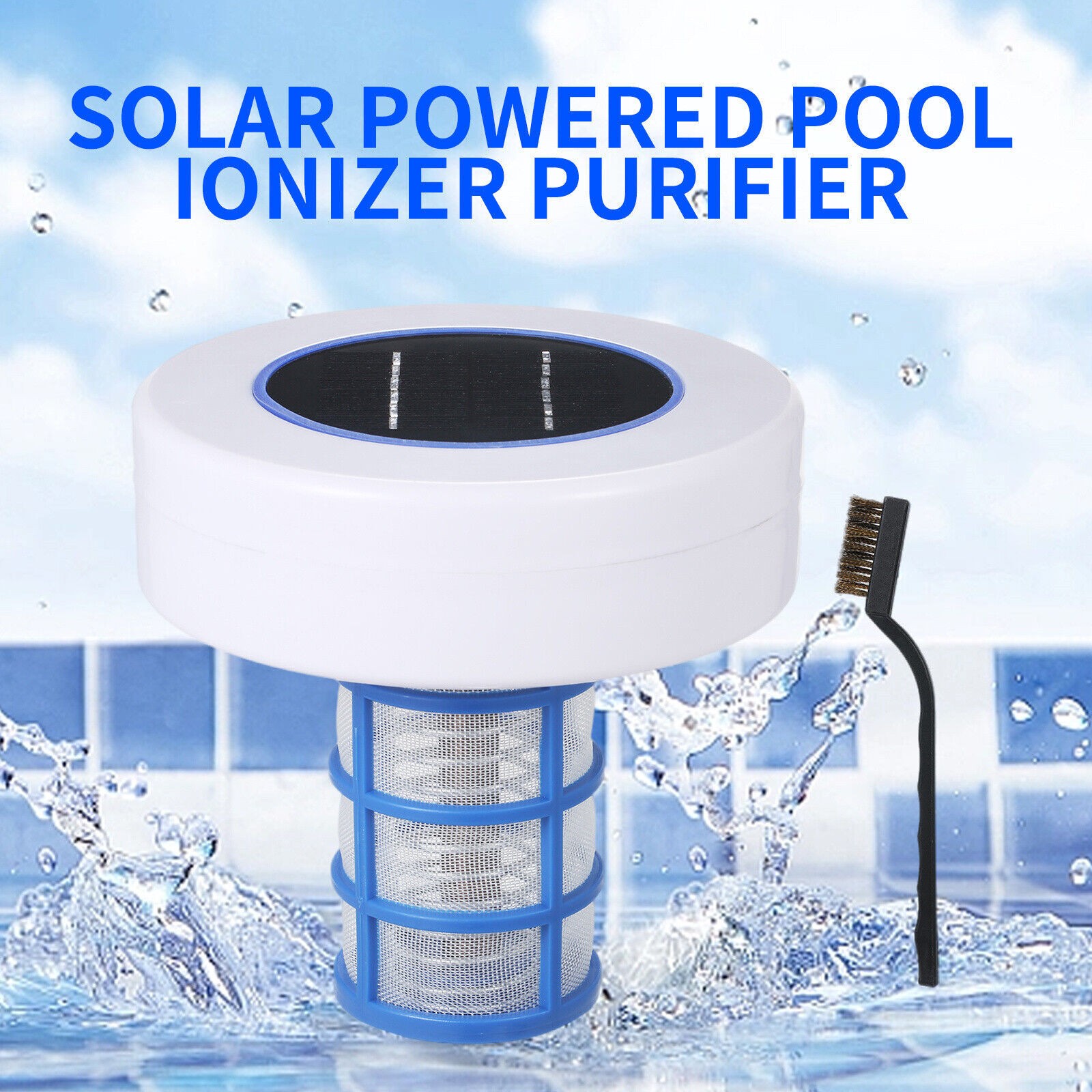 Solar Powered Pool Ionizer Purifier Copper Silver Ion Algae Cleaning New5C