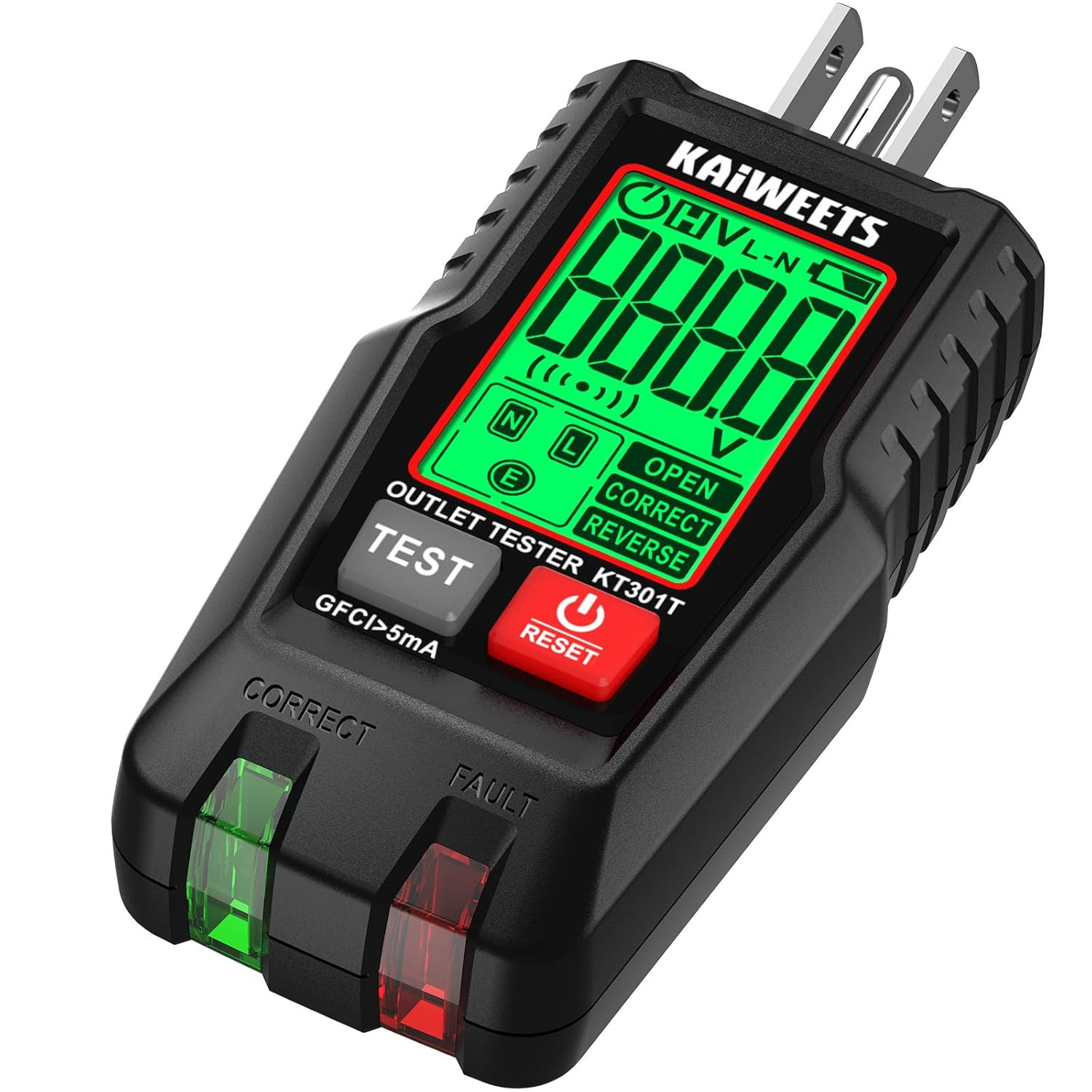 GFCI Outlet Tester with LCD Display - Voltage Socket Checker for Home Use
