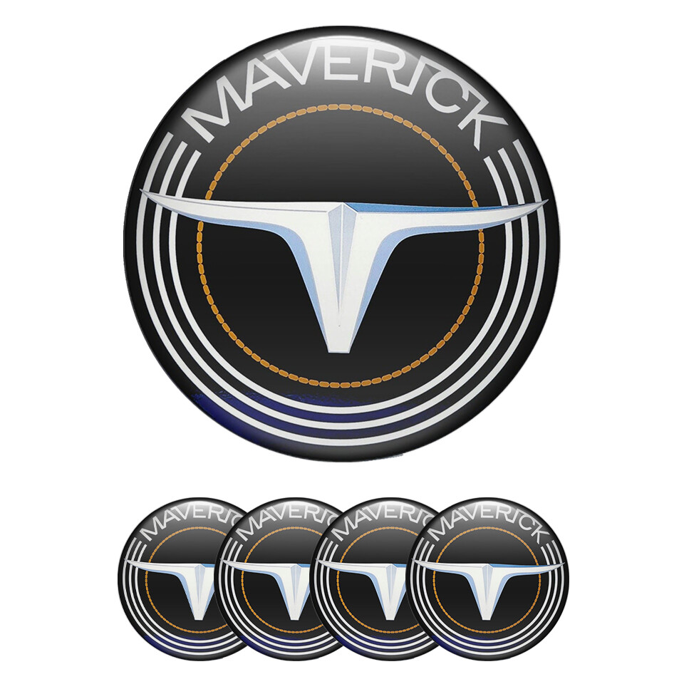 4 x Print Logo Maverick Dome Sticker Wheel Center Hub Caps Silicone Round Emblem
