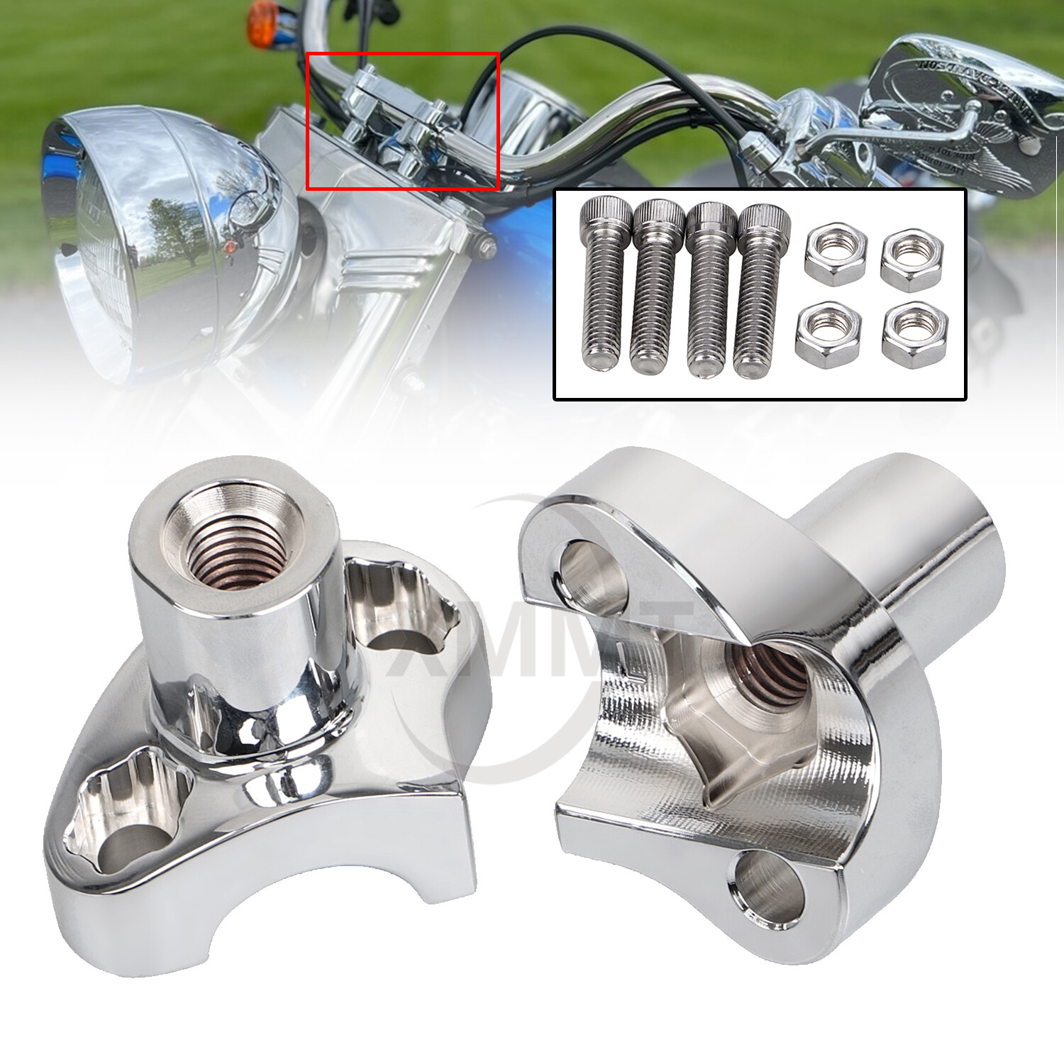 2" Tall Handlebar Risers Bottom For Harley Dyna Fat Boy Softail Road King Glide