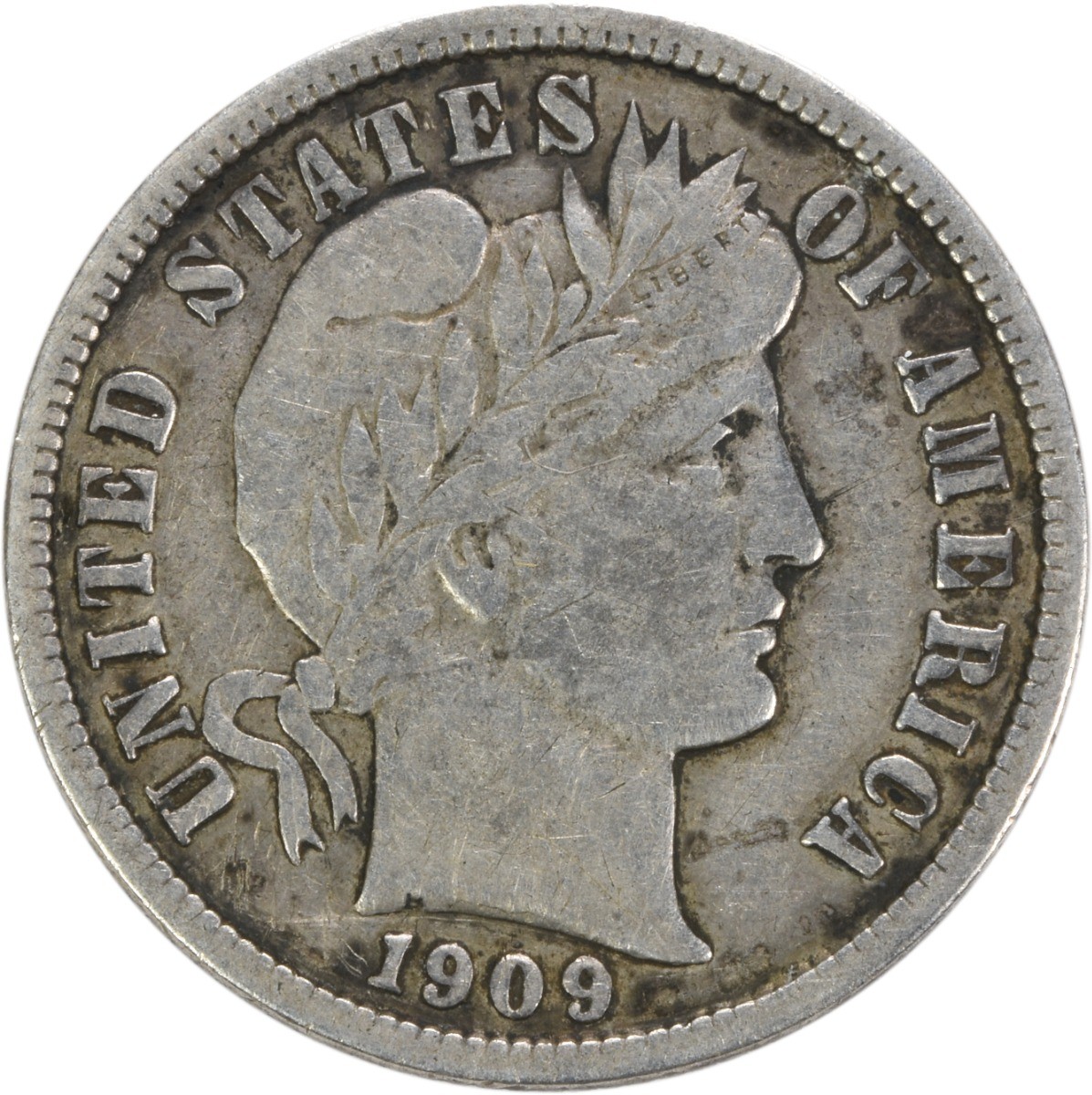1909-S Barber Silver Dime VF Uncertified #312