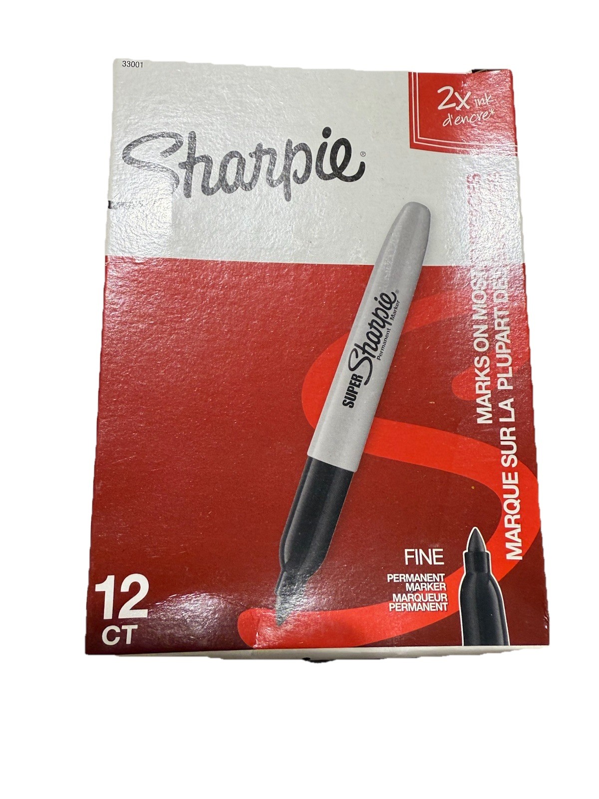 Super Permanent Markers, Fine Point, Black, 12 Count