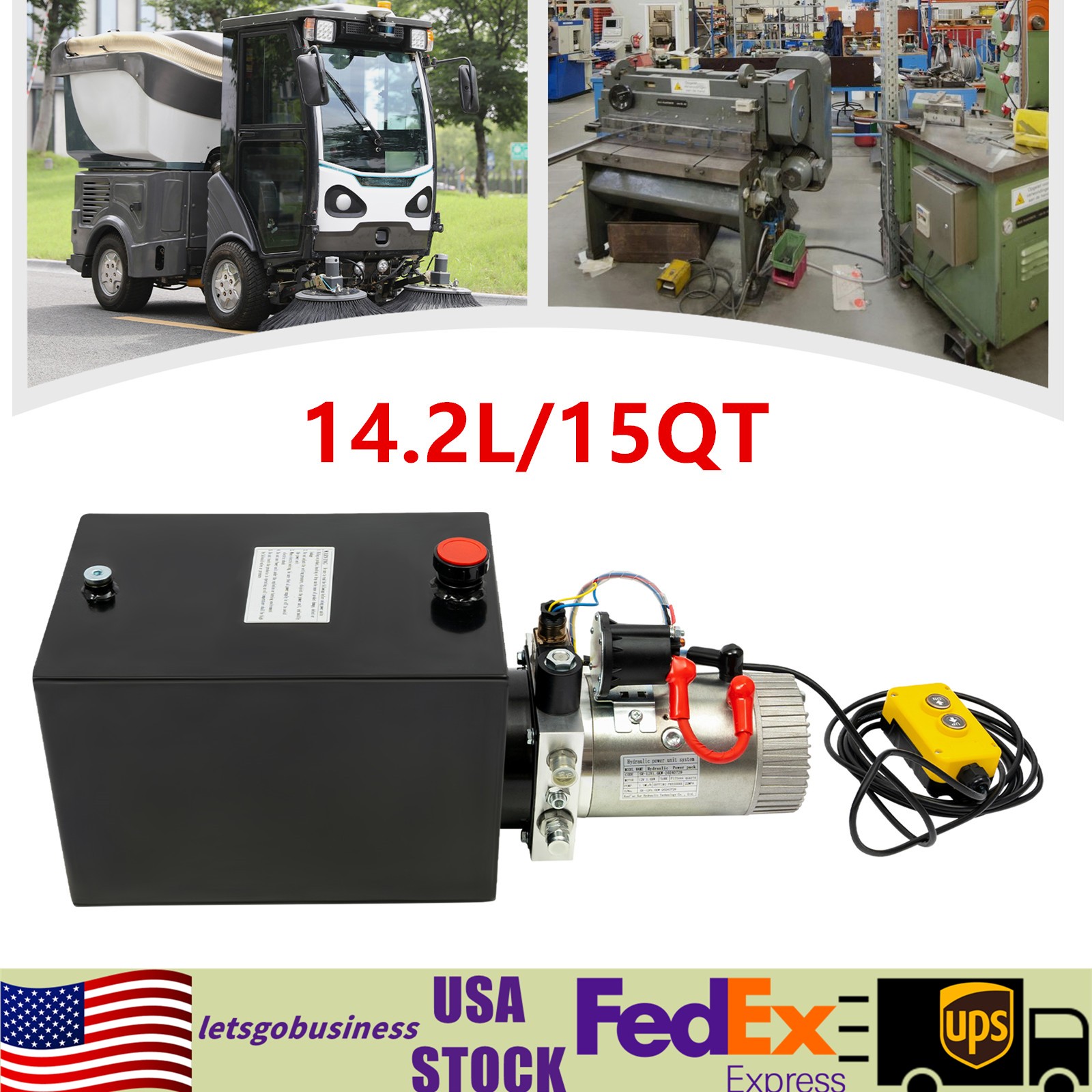 1.6KW 14 Quart Single Acting Hydraulic PuWmp For Hydraulic Trailers Power Unit