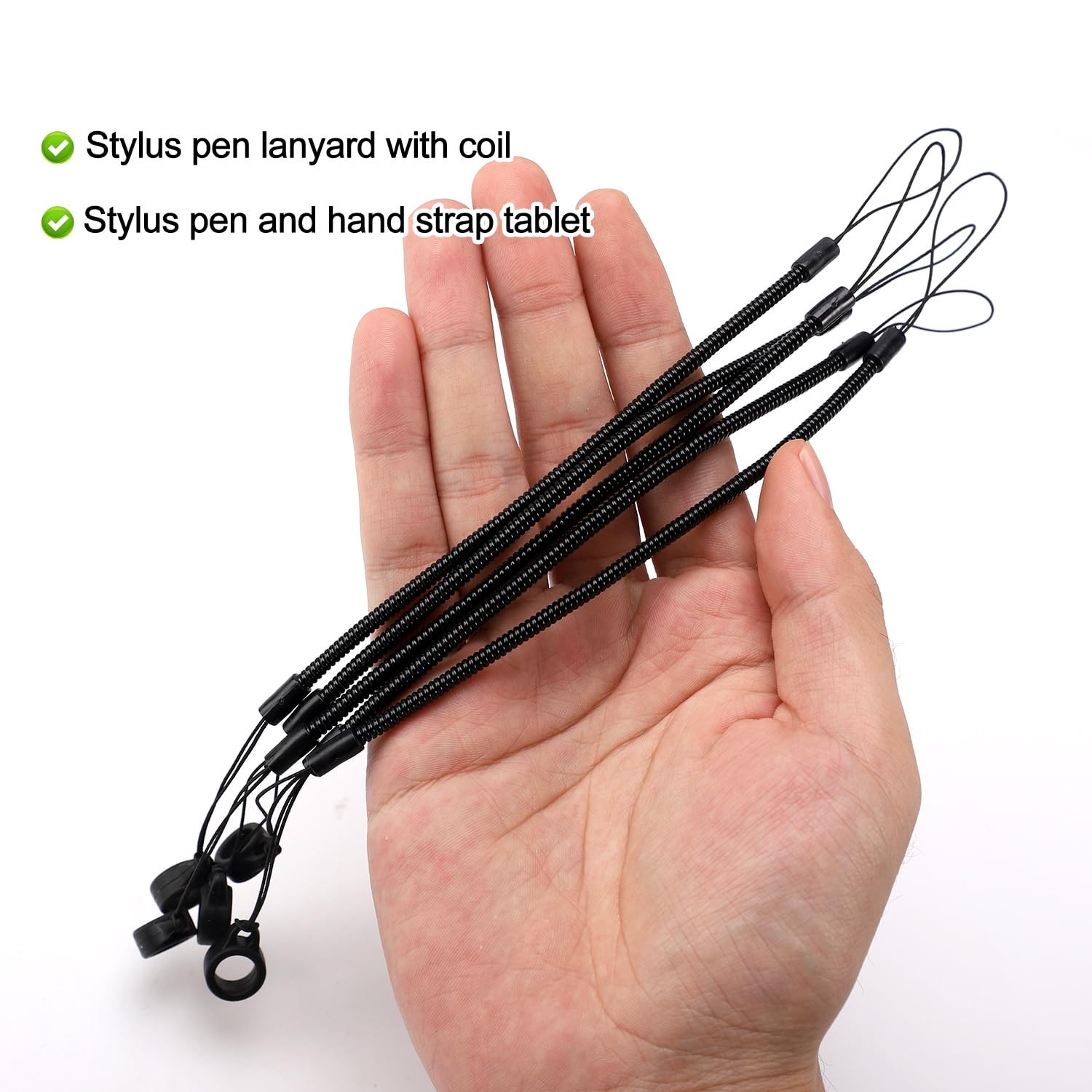 5pcs Elastic Lanyard Tether, Silicone Pen Leash Retractable Black