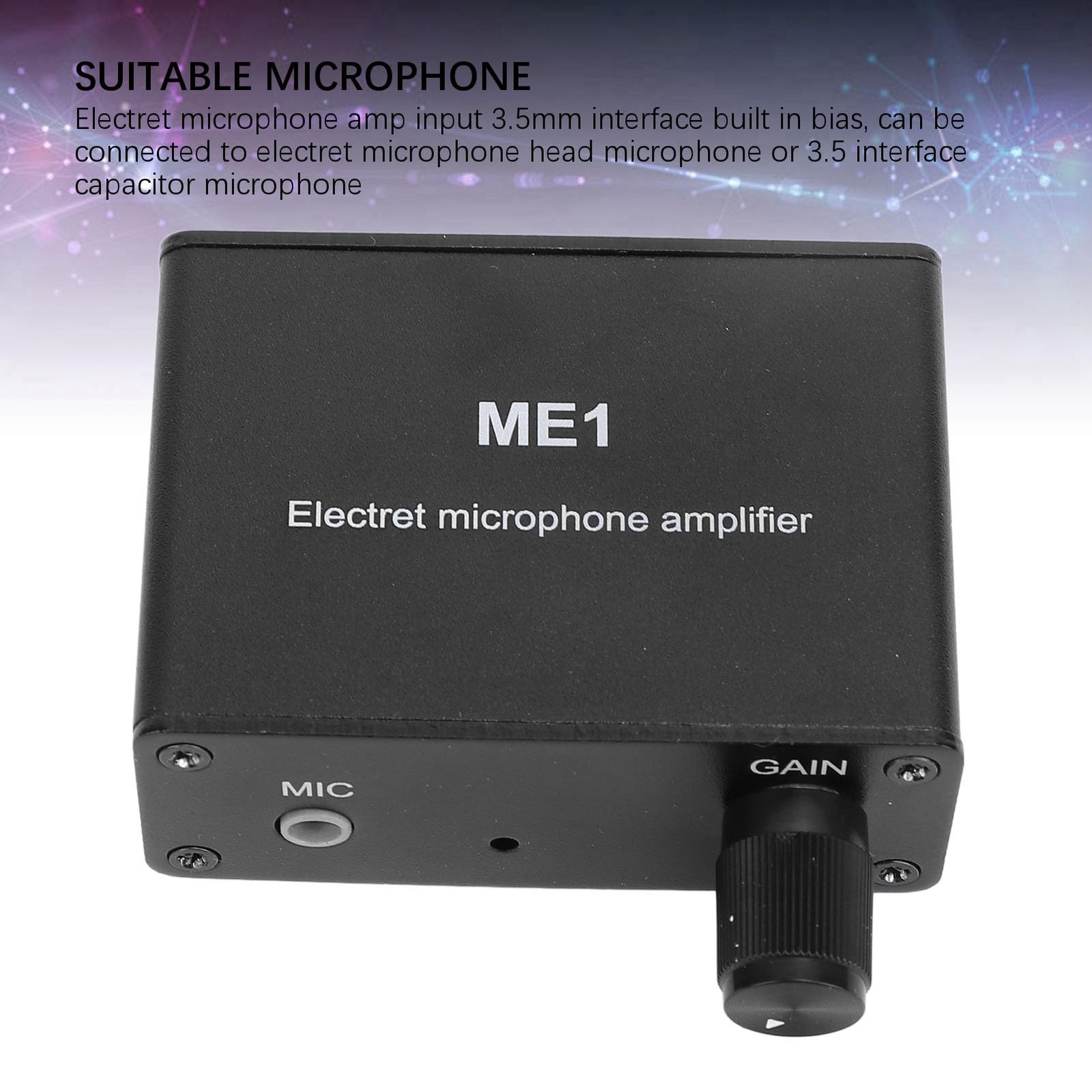 Adjustable Gain Electret Microphone Amp, 3.5mm Input Sound Preamplifier ME1, ...
