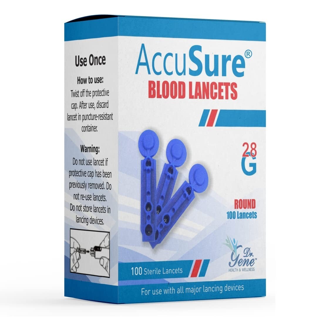 AccuSure Round Blood 100 Lancets