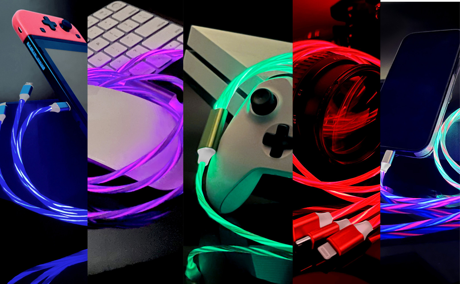 Glow in style with the 3-in-1 LED Charging Cable for Switch, Android, & iOS