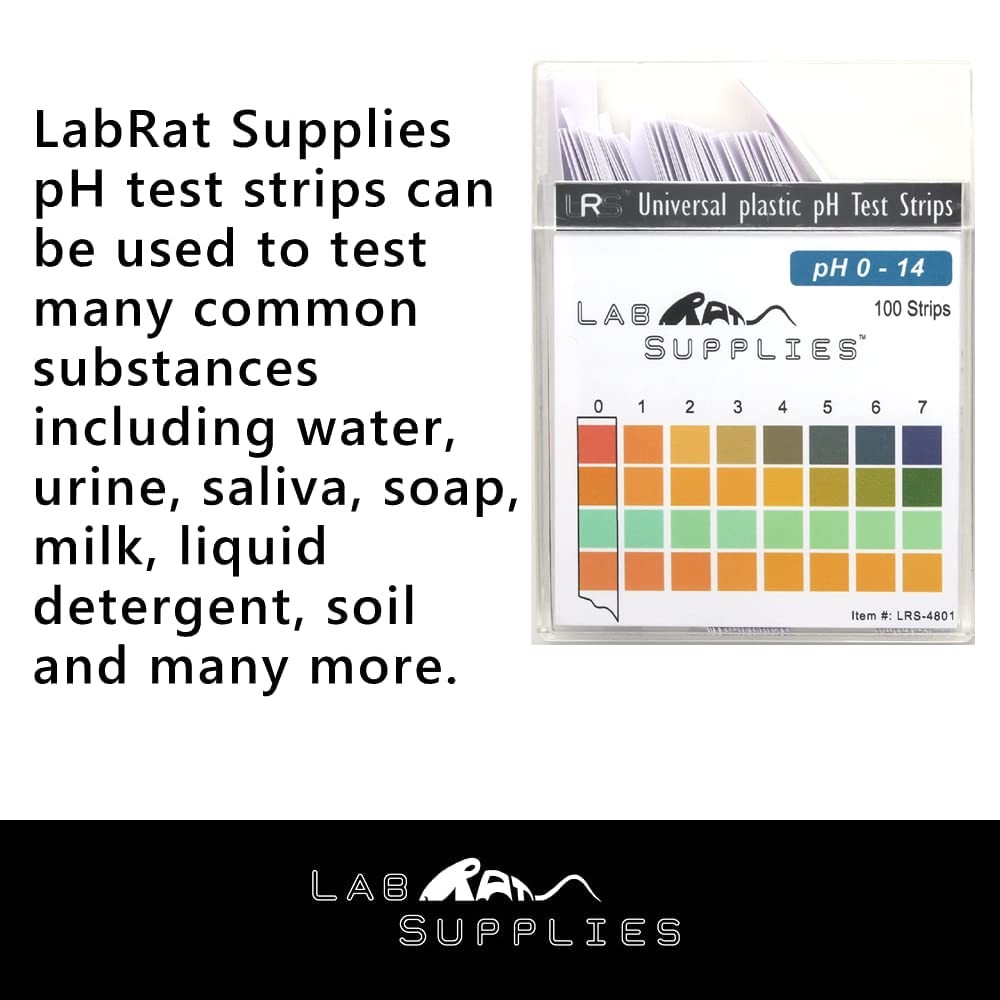 Plastic pH Test Strips, Universal Application pH 0-14, 100 Strips | for