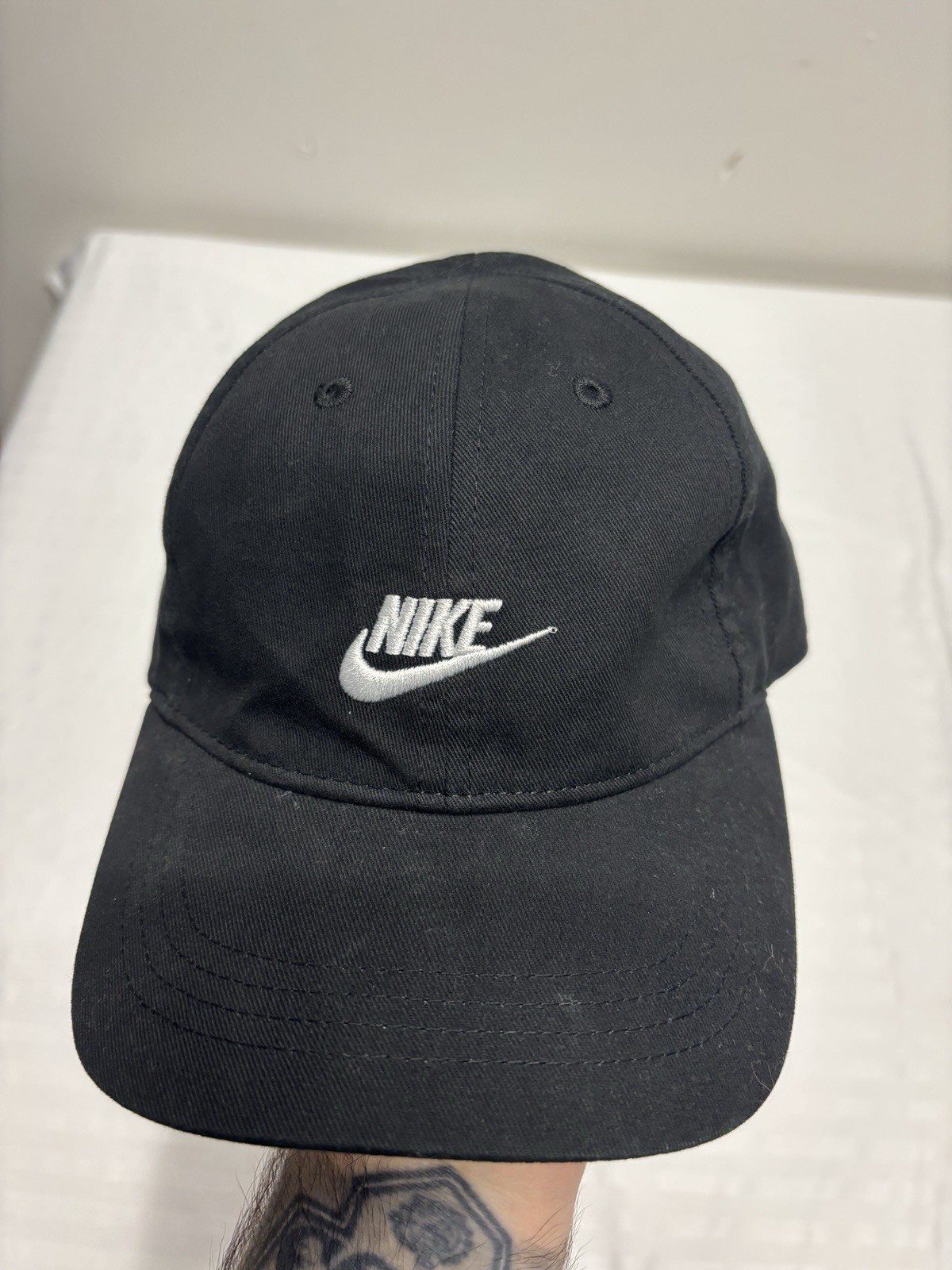 Nike Baseball Cap Child Infant Black OSFM Adjustable White Logo Embroidered