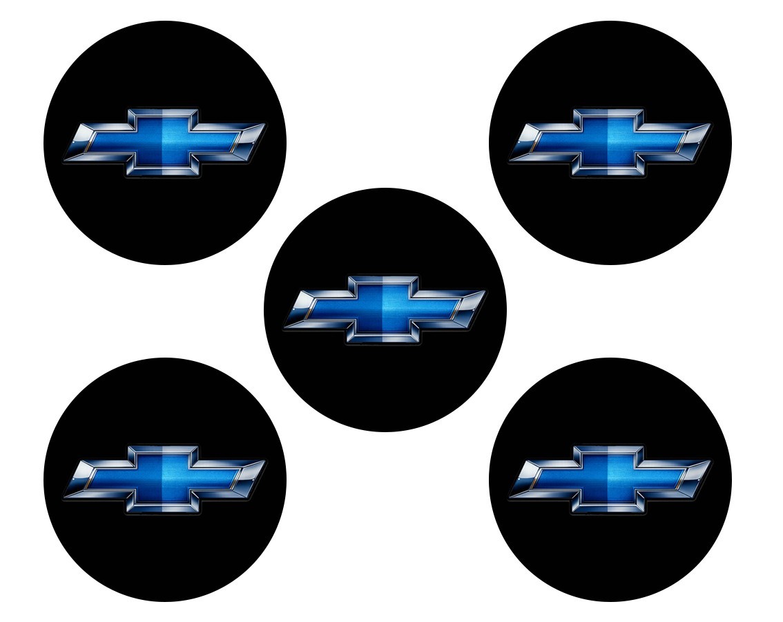 Chevrolet Chevy Bowtie Wheel Center Cap Overlay x5, Vinyl Decal Sticker 2.5"
