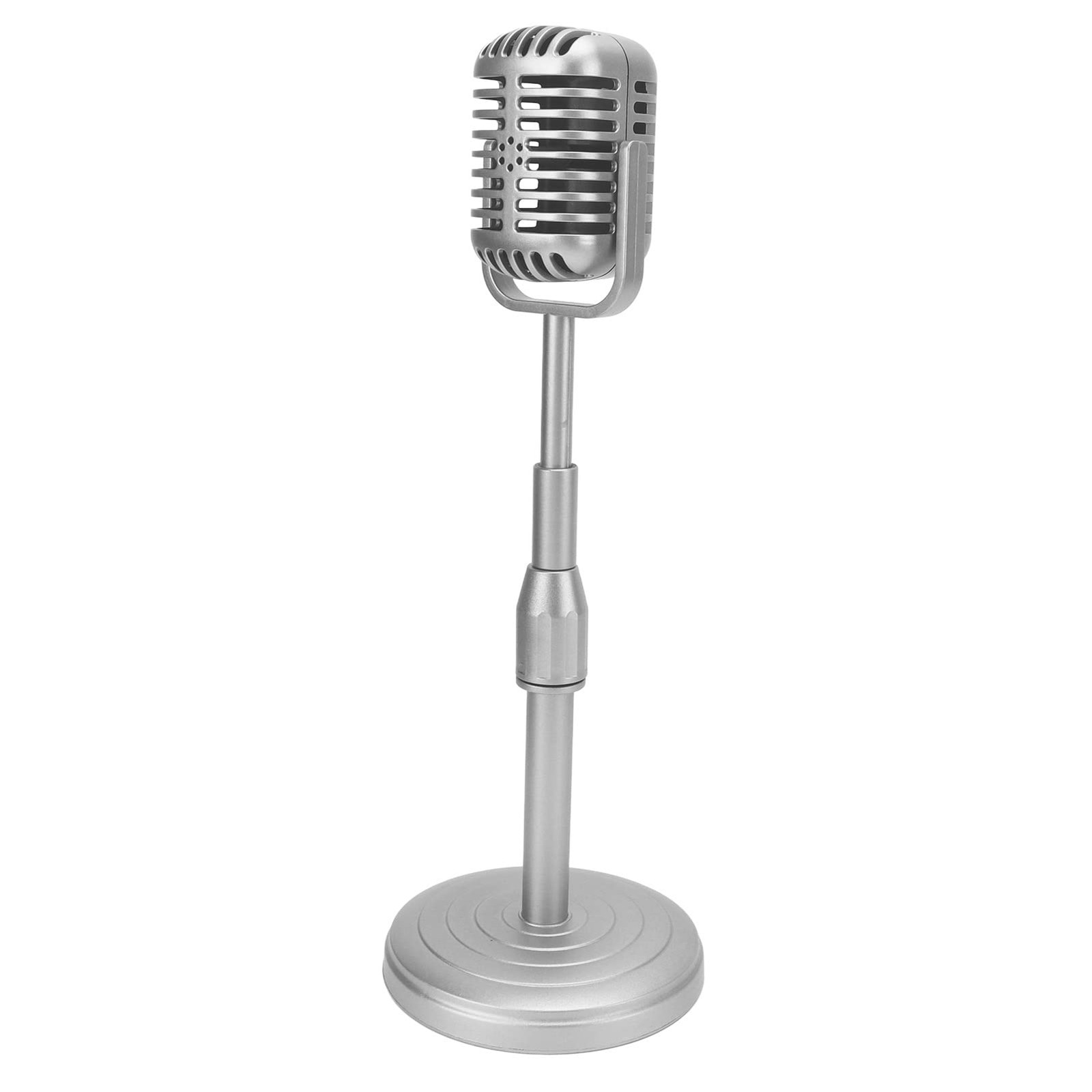 Vintage Microphone Prop Model with Adjustable Stand, Old Fashioned Desktop Mi...