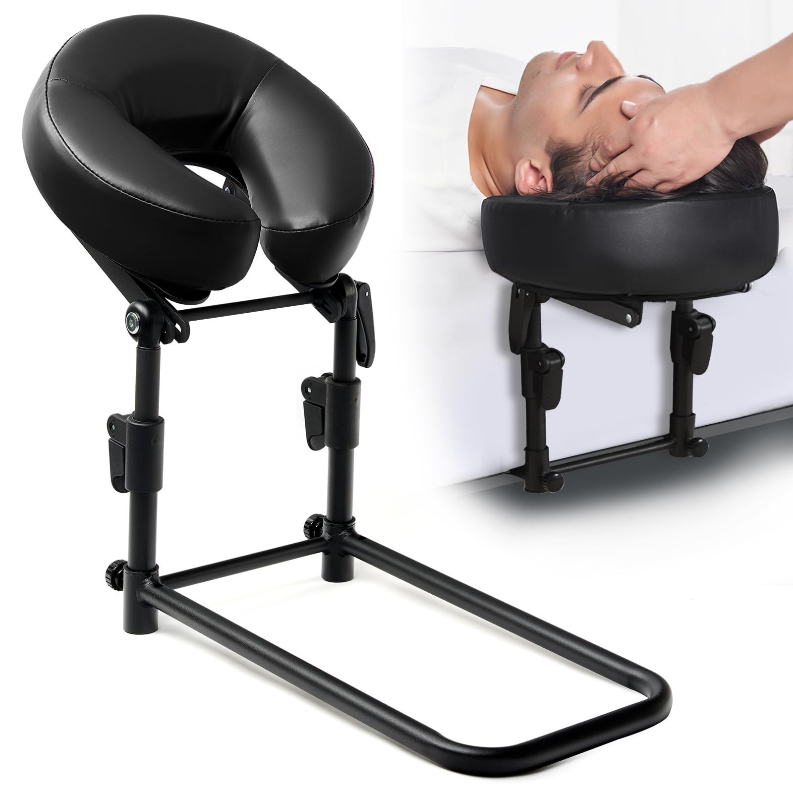 Adjustable Massage Headrest for Bed & Table, Face Down Pillow for Home Use, Blac