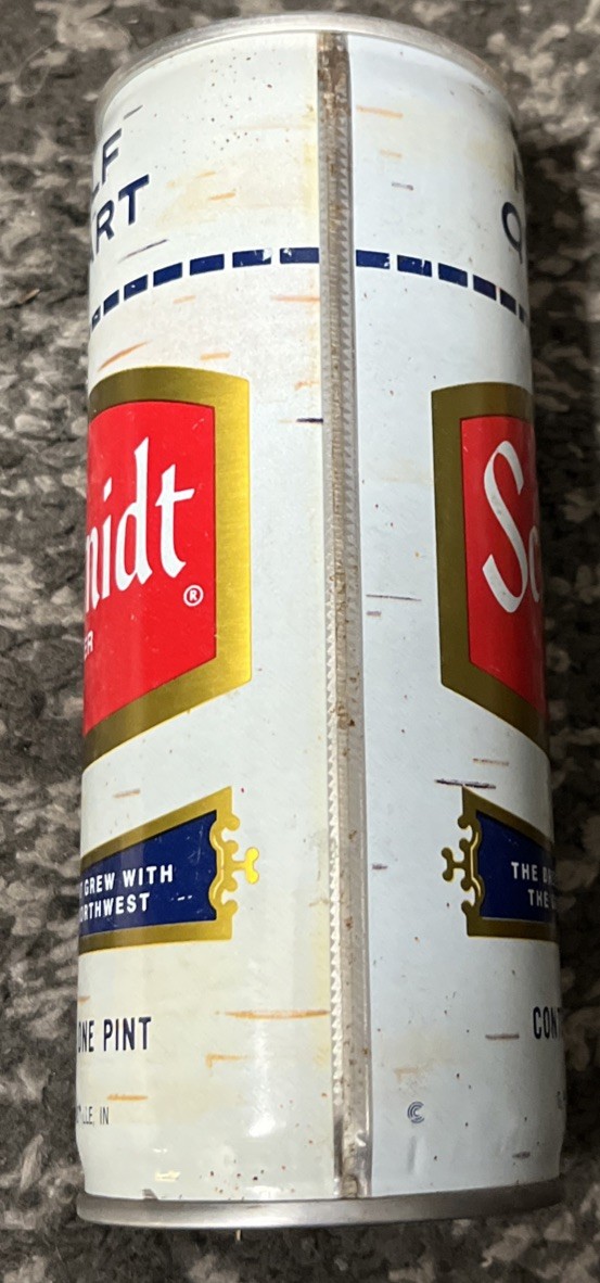 SCHMIDT BEER BIRCHBARK CRIMPED STEEL PULL TAB BEER CAN HALF QUART