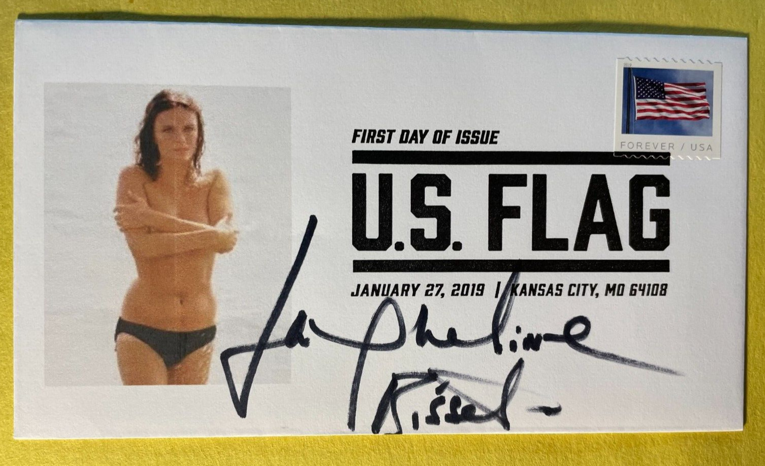 SIGNED JACQUELINE BISSET FDC AUTOGRAPHED FIRST DAY COVER - THE DEEP