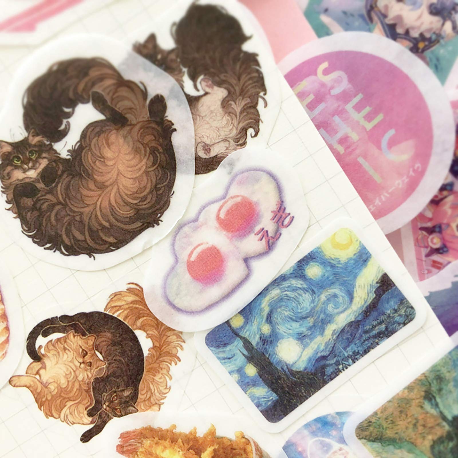 Doraking 200PCS Middle Size Art Theme Scrapbook Washi Stickers for Scrapbooki...