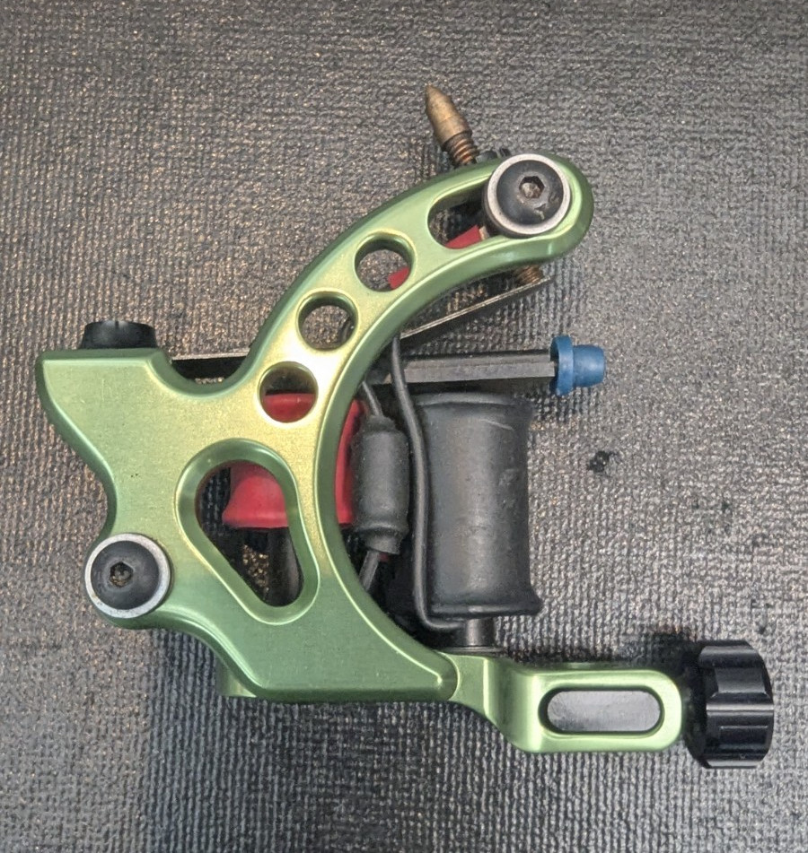 FK Irons Green Adjustable Coil Tattoo Machine, 1 1/2 Coil Incl