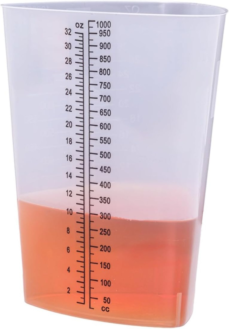 Plastic Graduated Triangular Intake Output Container [5 Pack] 32 Ounce Three-Sid