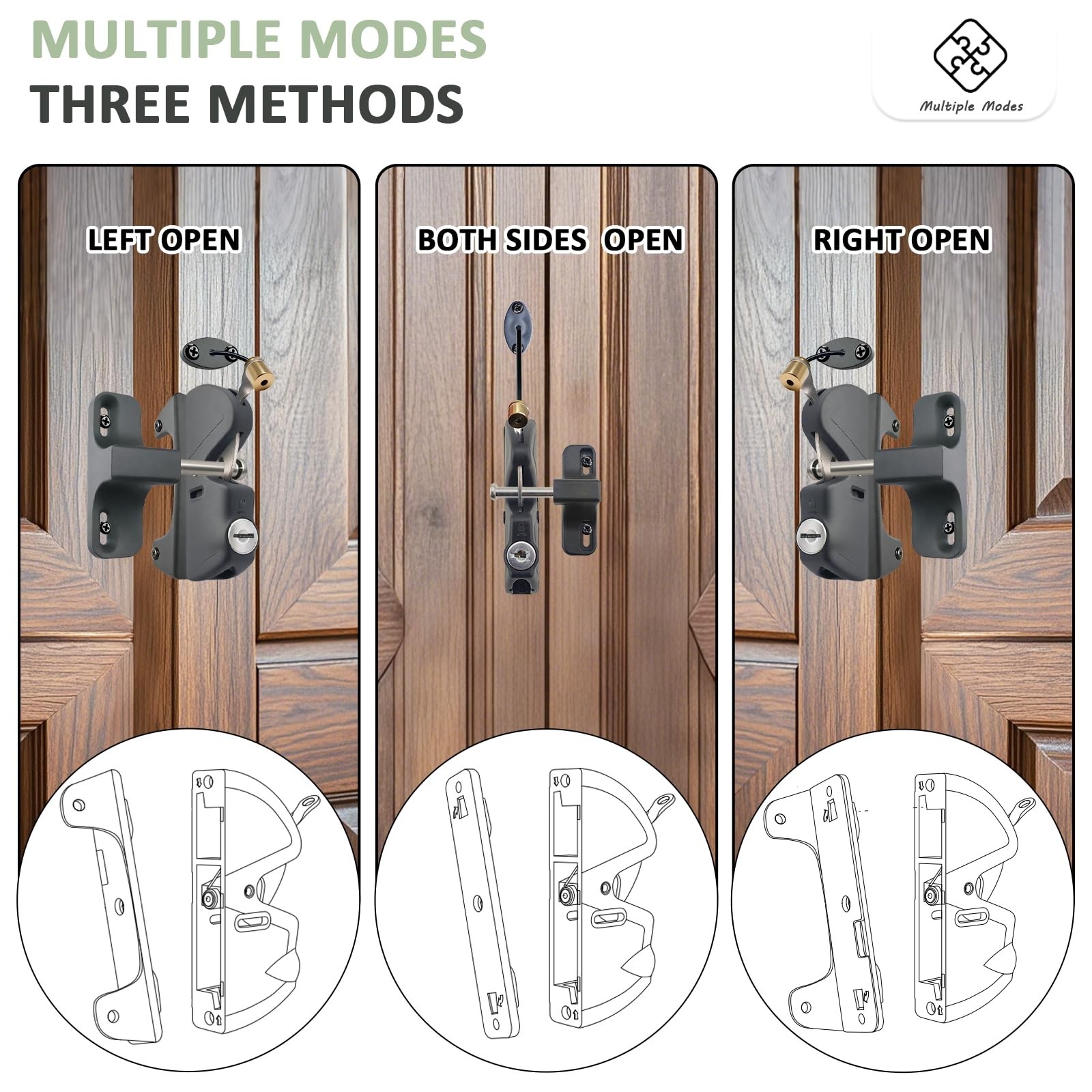 Gate Latch Door Latch with Pull Cable Opened Two-Sided Lockable Door Latch Du...