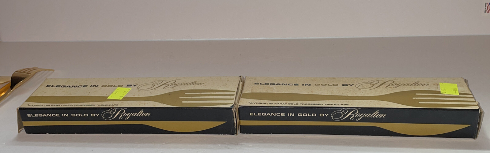 Custom Design Elegance in Gold 7 Pieces Stainless Flatware Silverware Ladle Box