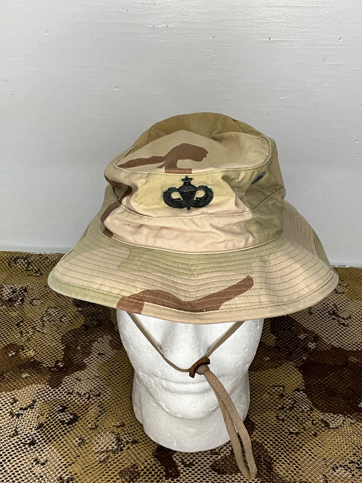 Hat Camouflage Desert Sz 6 7/8 Boonie Bucket Hat DCU Airborne Senior Parachutist