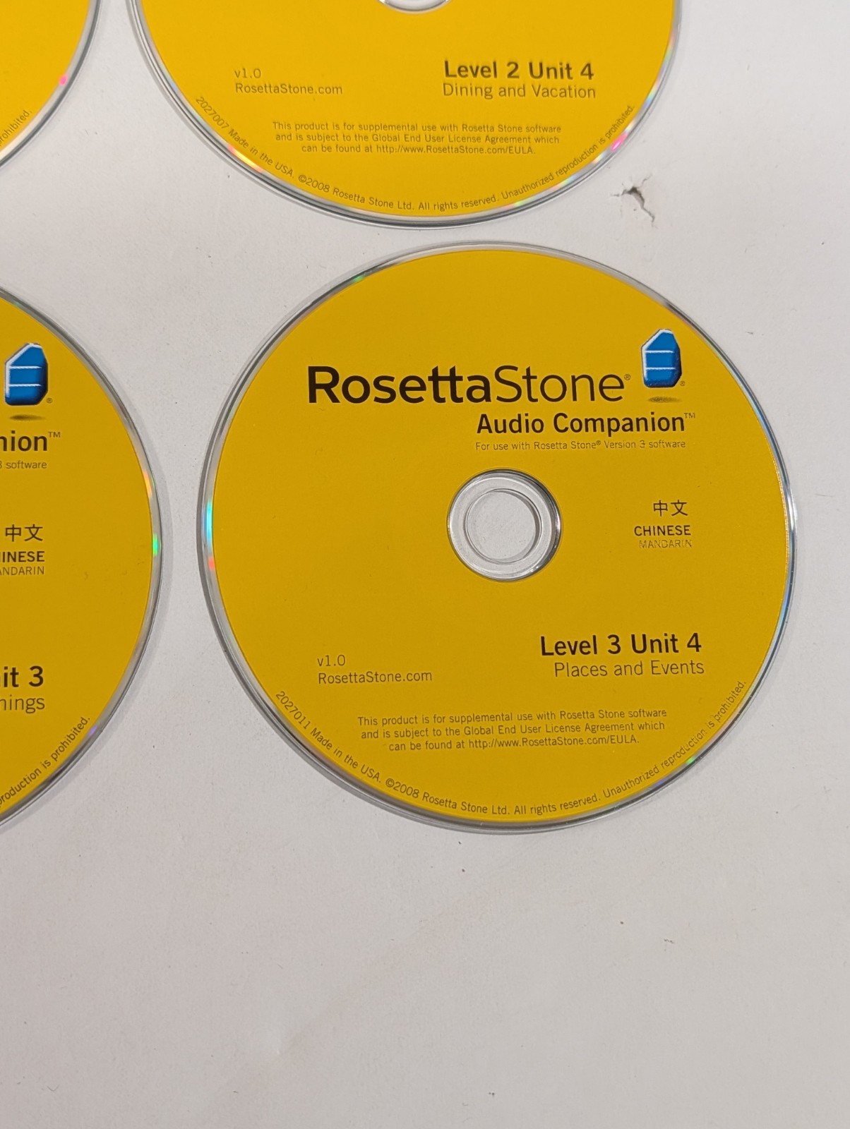 Mandarin Chinese Level 1 2 3 CD-ROM Software w Guide + Audio CDs | Rosetta Stone