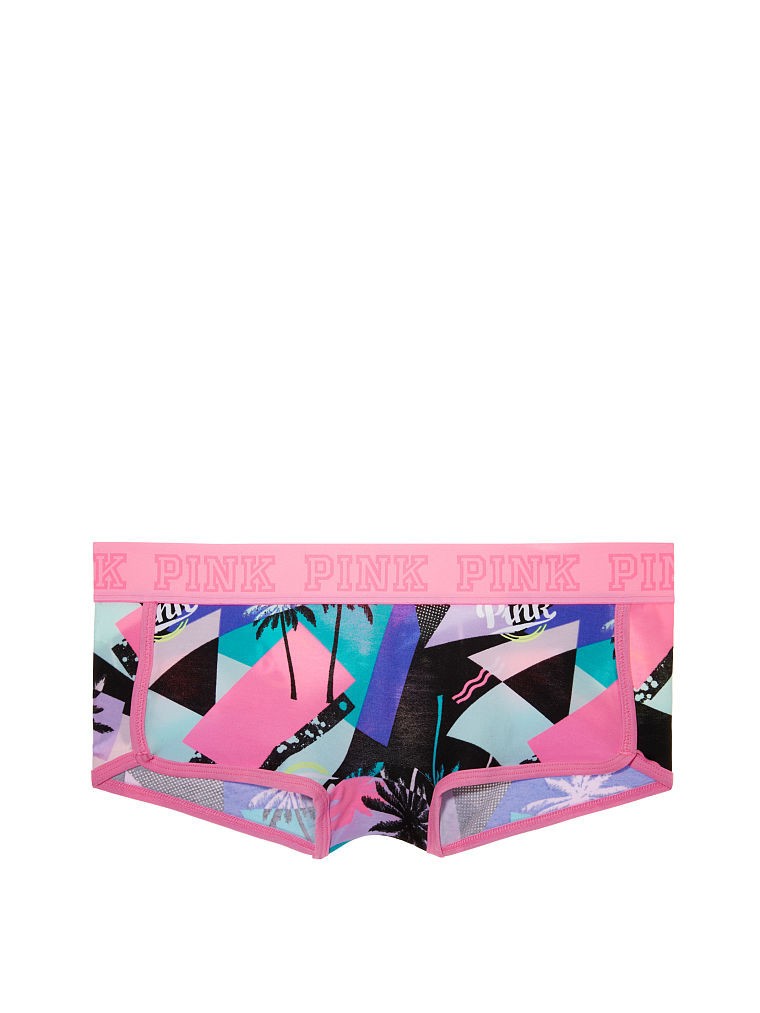 Victoria's Secret PINK Logo Boyshort Panty 80's Print