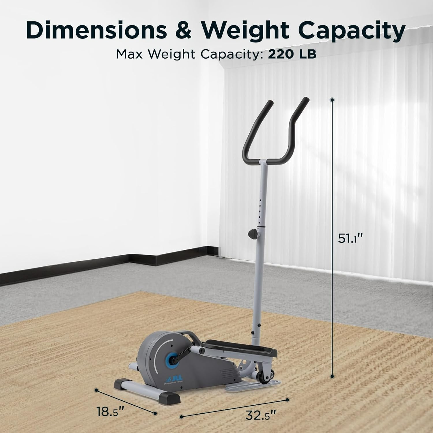 JLL Compact Mini Elliptical Exercise Machine Cross Trainer with Handlebar