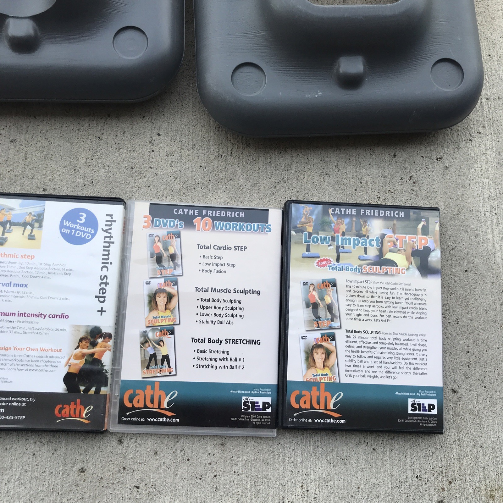 The Step Original Exercise 28” Aerobic Stepper W/ 4 Gray Risers Platform & DVDS