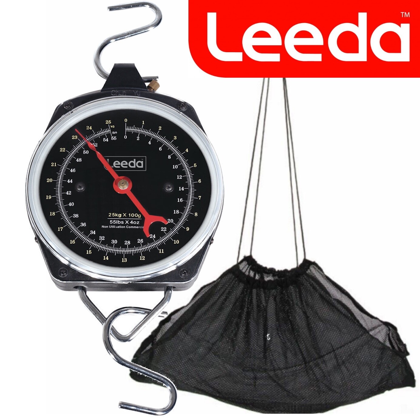 Leeda Fishing Scales Dial and Weigh Sling Match Coarse Carp Sea 55lb / 25kg