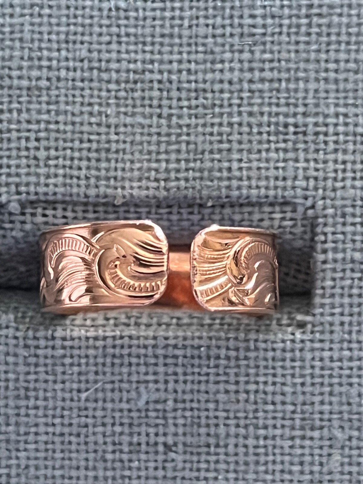 Copper Ring Floral Pattern Open Backed Adjustable size 5 TO 6 1/2 #CR-256