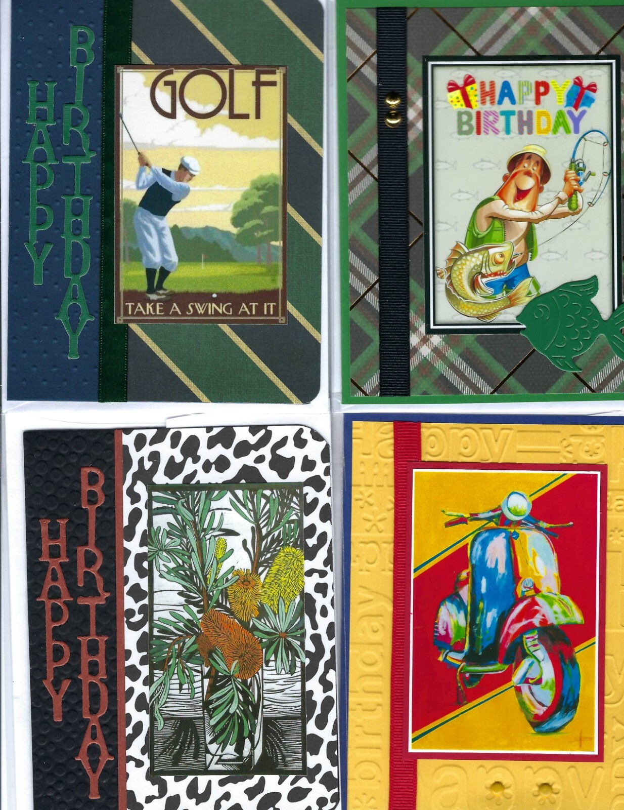 Handmade  MEN BIRTHDAYCARDS #B255--Lot of 4