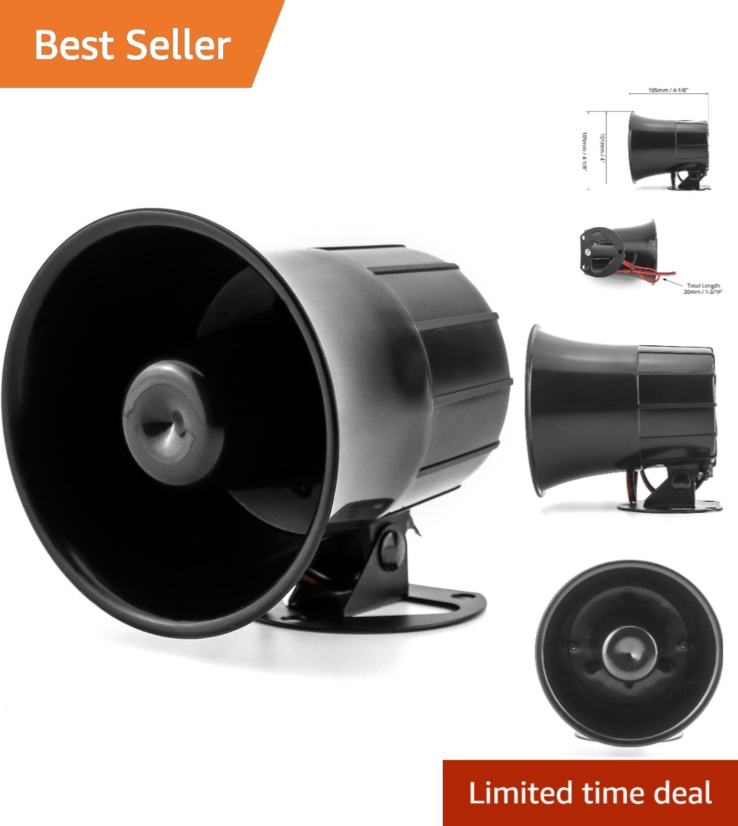 110 dB Electric Siren Horn - Corded Alarm for Home Security Protection