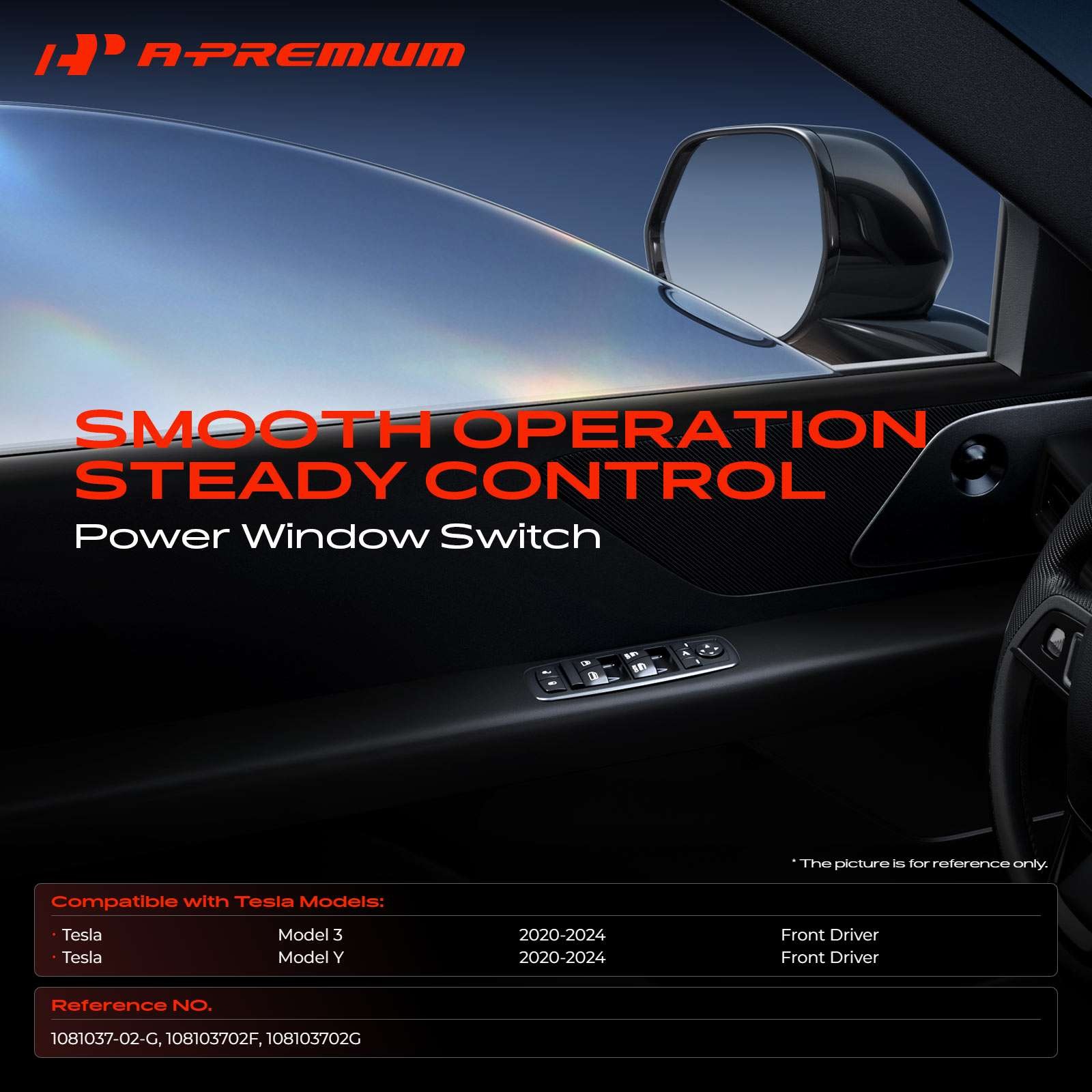 A-Premium Front Left Power Window Switch for Tesla Model 3 Model Y 2020-2024 4Dr