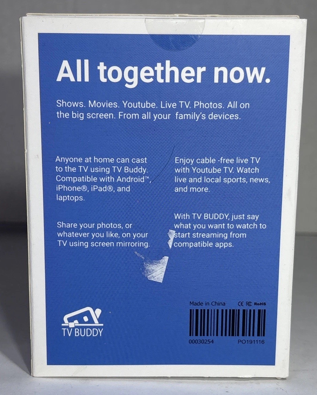 TV Buddy Screen Caster Streaming Device-Compatible To Android, iPhone, iPads