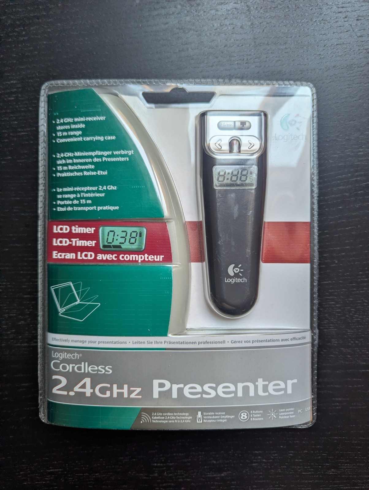 Logitech Long Distance Cordless 2.4GHz Presenter w/LCD Timer brand New