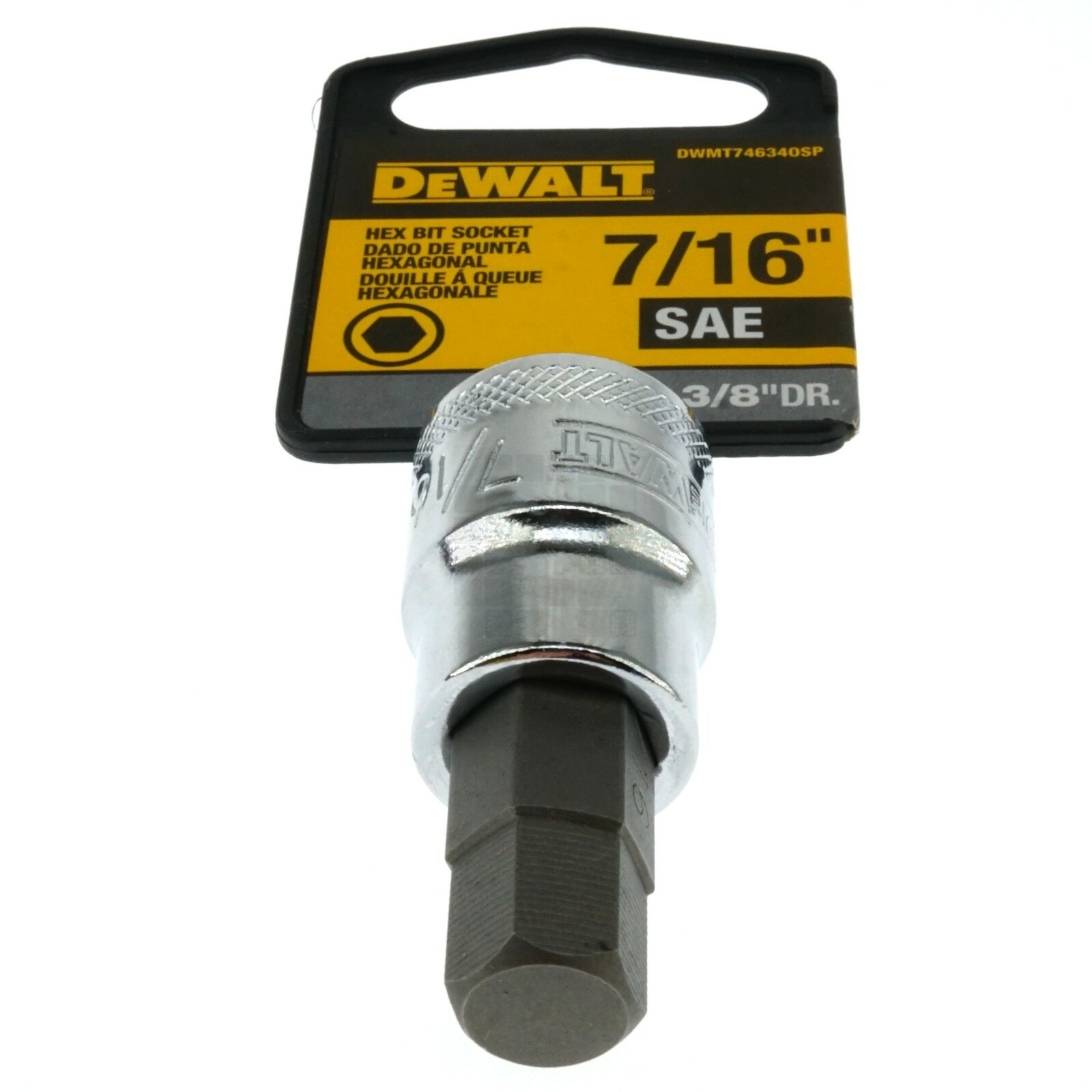 Dewalt DWMT74634OSP 7/16" Chrome Hex Bit Socket, 3/8" Drive, 74-634D