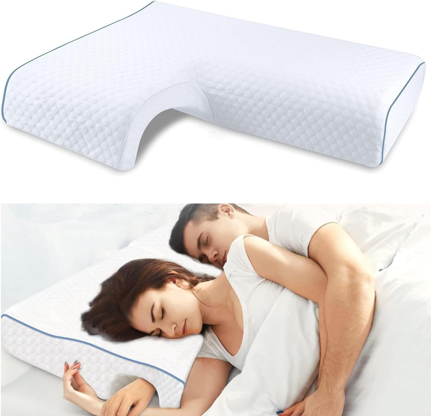 Side Sleeper Pillow with Arm Hole, Upgraded Shoulder Relief System for Neck Pain