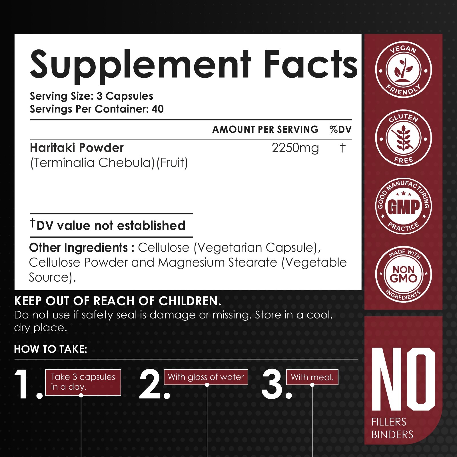 Haritaki Powder ( Terminalia chebula Retz ) 120 Capsules