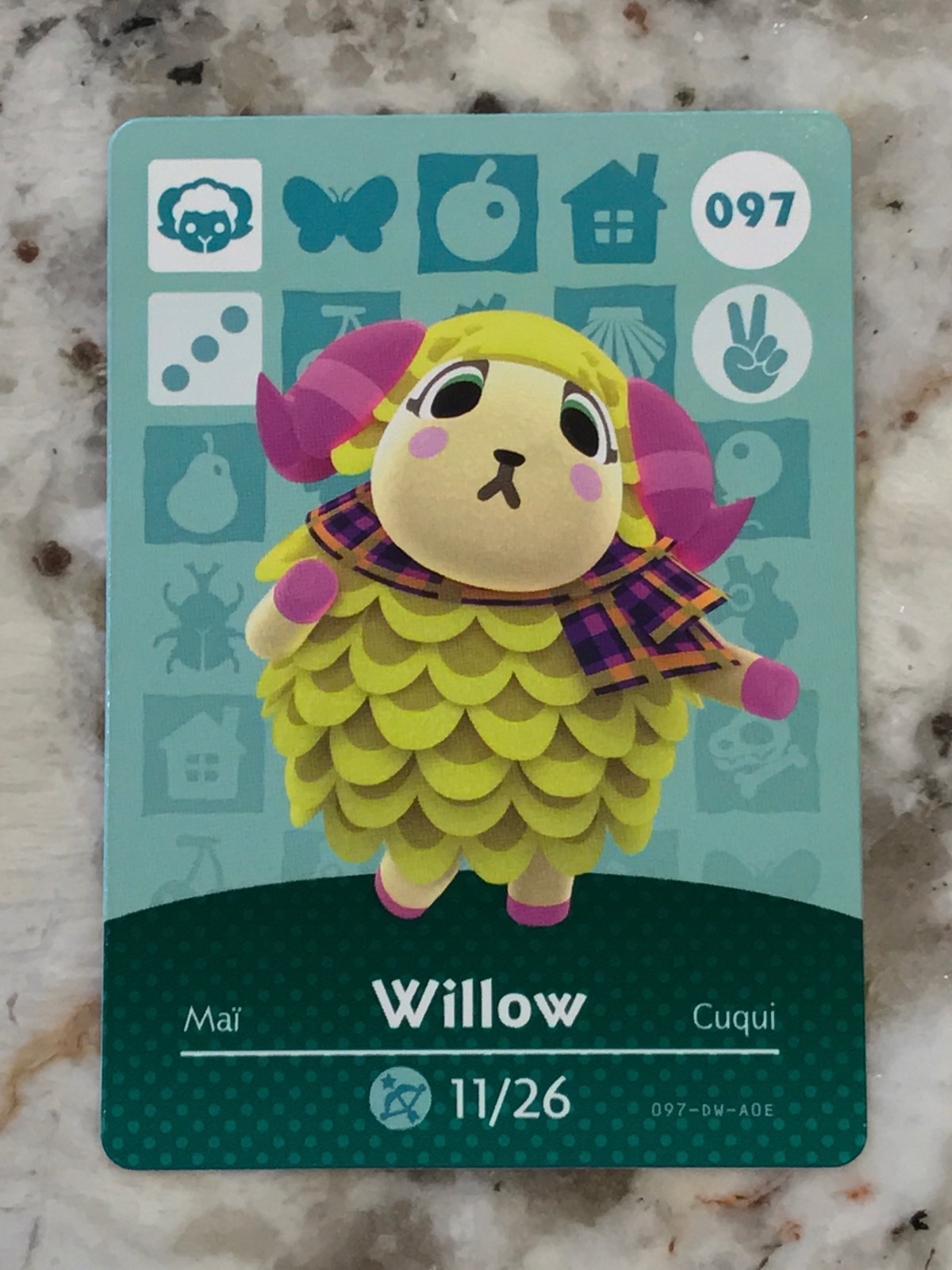WILLOW #097 Animal Crossing Amiibo Authentic Nintendo Mint Card From Series 1