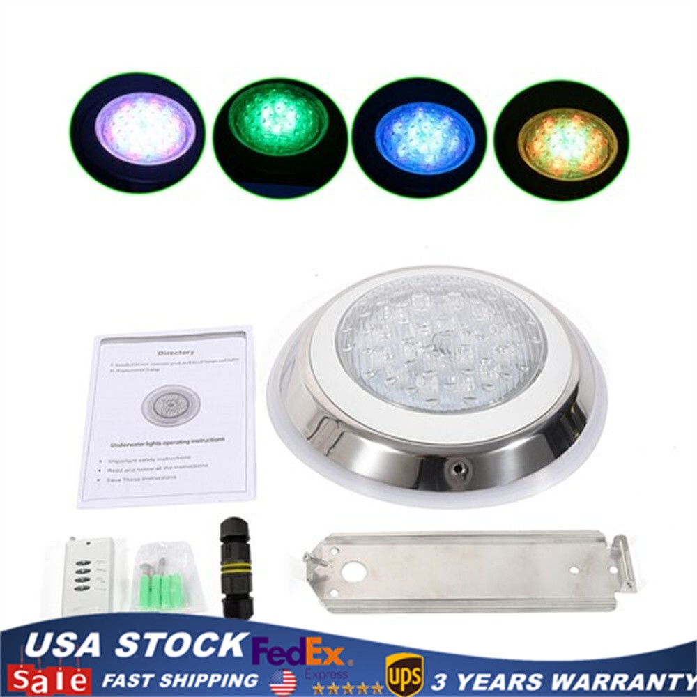 54W RGB LED Swimming Pool Light Underwater SPA Waterproof Lamp W/ Remote Control