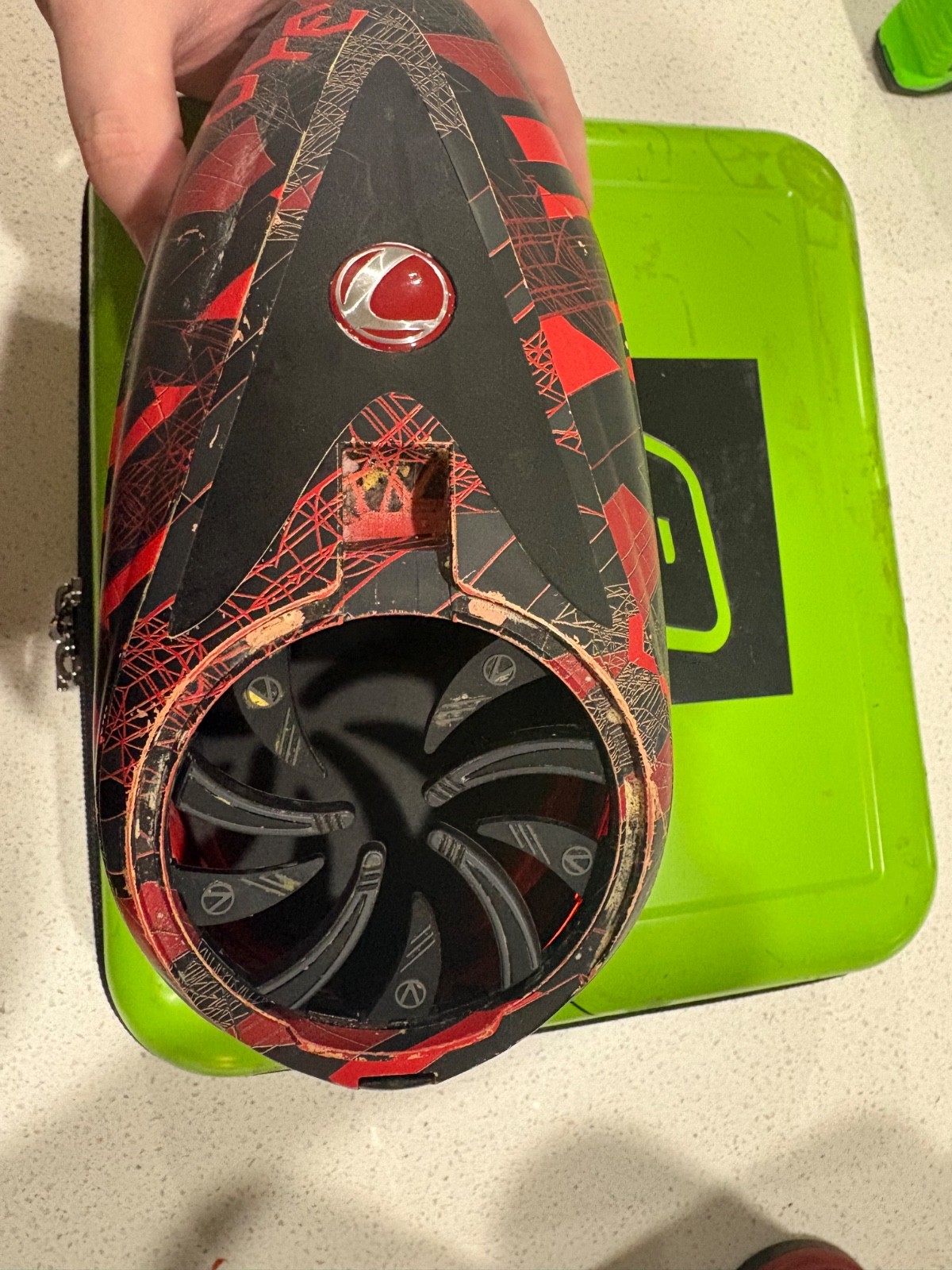 Red and Black Dye Rotor Paintball Hopper With Speed Loader