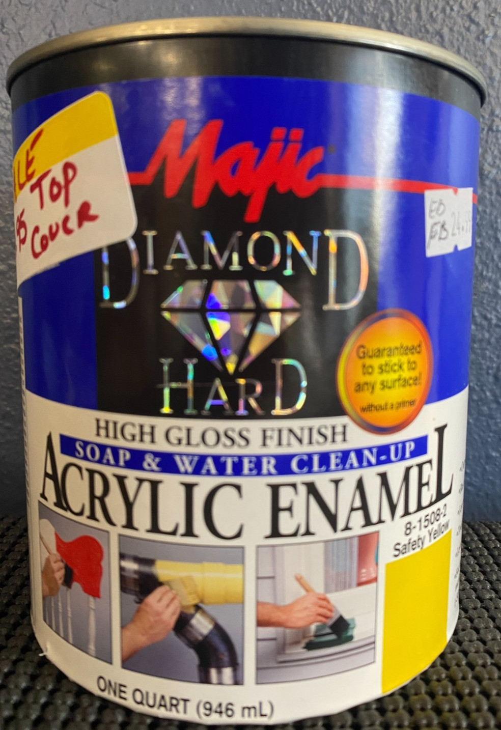 Majic Diamond Hard Acrylic Enamel High Gloss Safety Yellow 1 Quart-Damaged Can