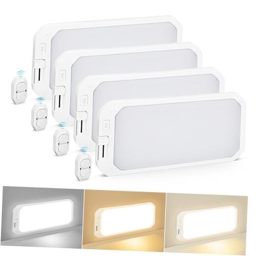 4 Pack RV Lights Interior 1200LM，3 Color 12V RV LED Lights Interior with 4Pack